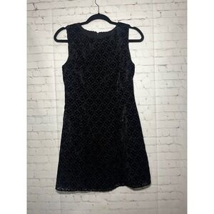 Vintage 90s Max Studio Black Velvet Burnout Damask Sleeveless Sheath‎ Dress Sz 4
